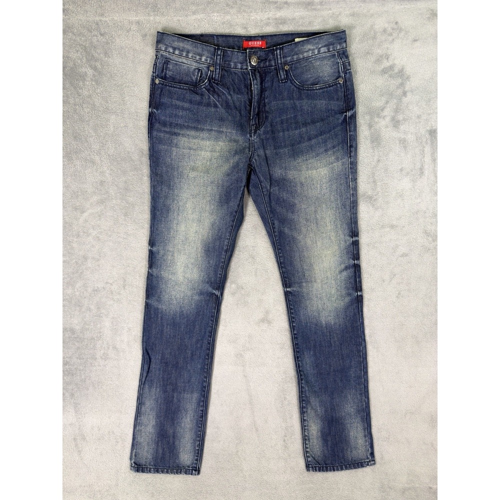 Guess Jeans Mens 30x32 Blue Dark Wash McCrae Fit Ultra Slim Skinny‎ Denim